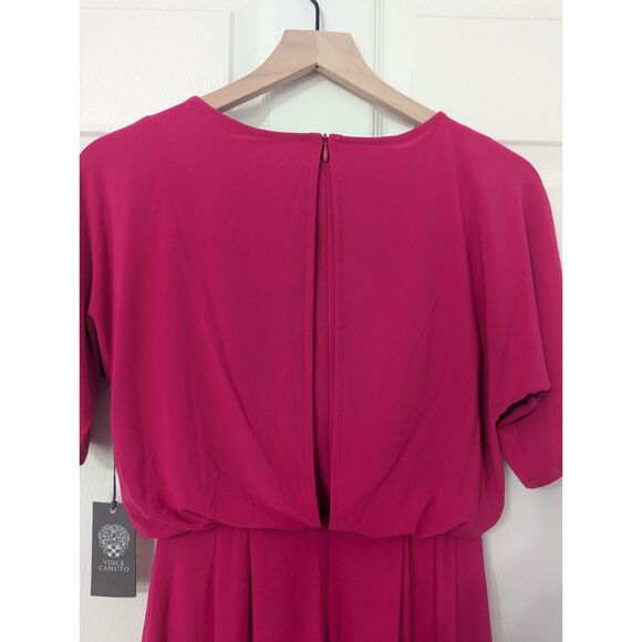 🎀 Vince Camuto Bow Shoulder Jumpsuit Hot Pink Size 0 NWT - Picture 6 of 11
